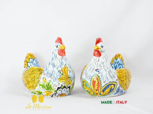 Gallina Porta Uova Decorata in Ceramica di Caltagirone - Vari Modelli