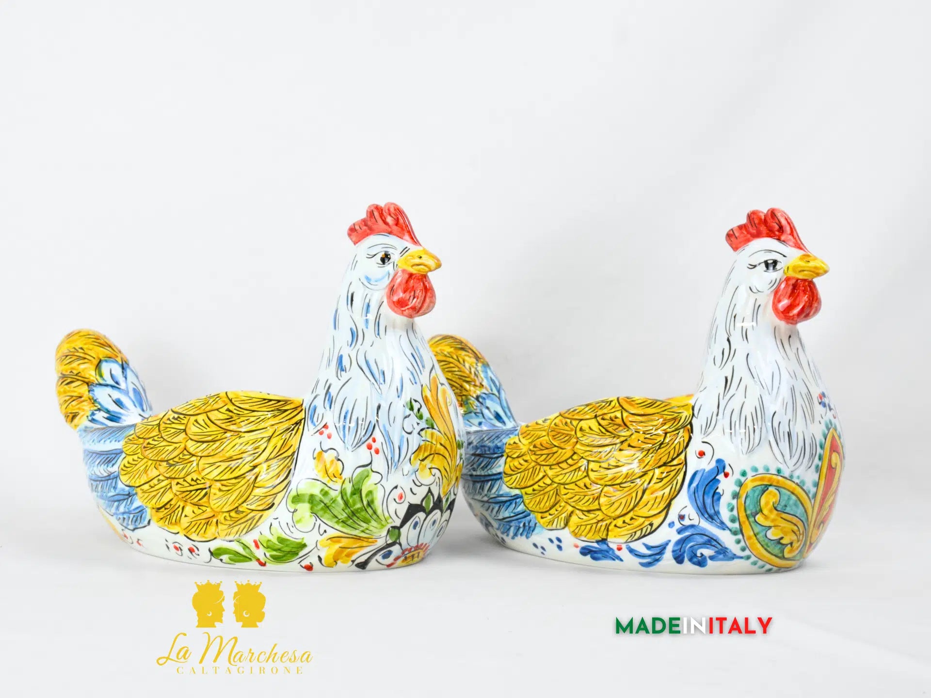 Gallina Porta Uova Decorata in Ceramica di Caltagirone - Vari Modelli
