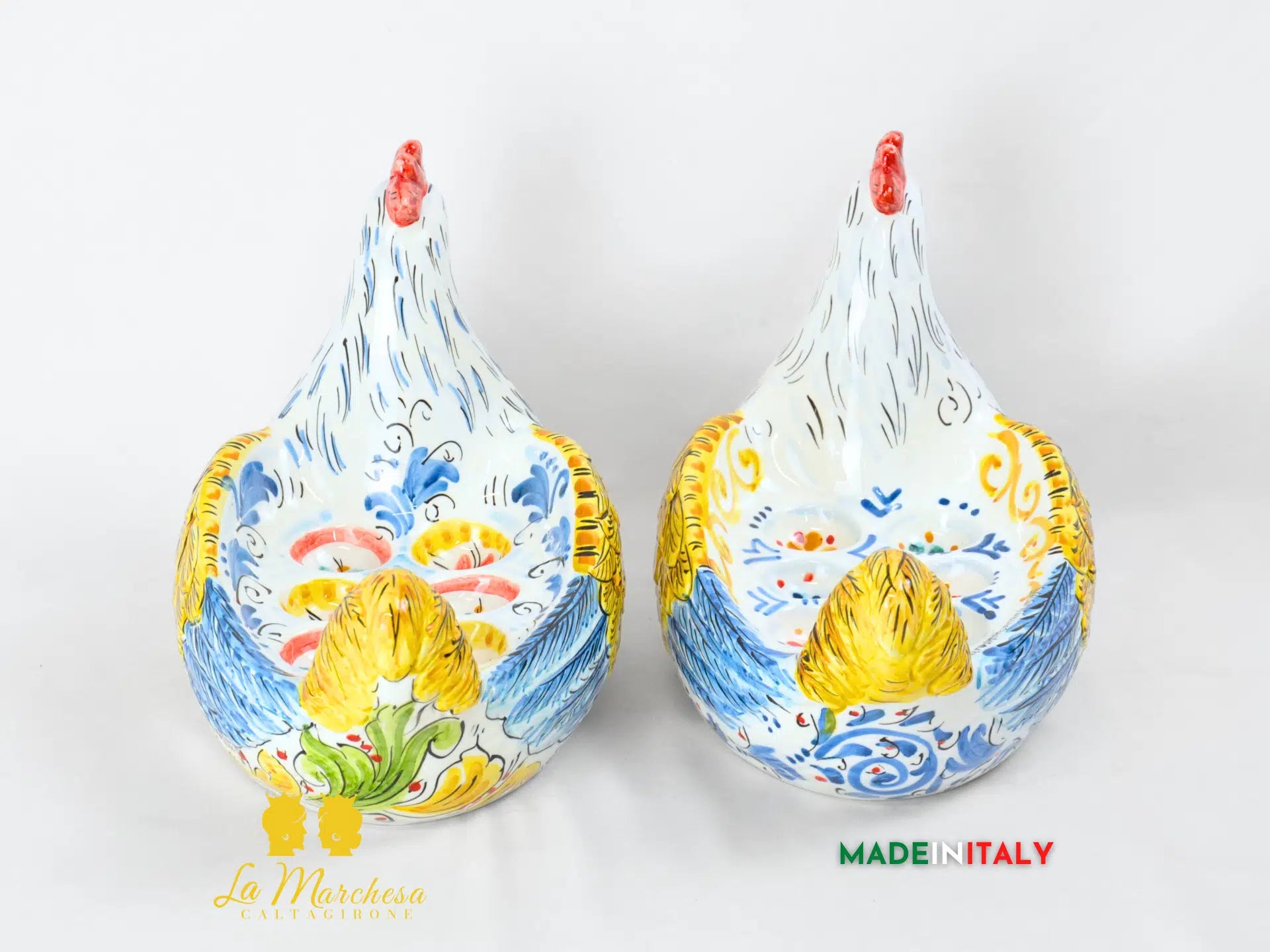 Gallina Porta Uova Decorata in Ceramica di Caltagirone - Vari Modelli