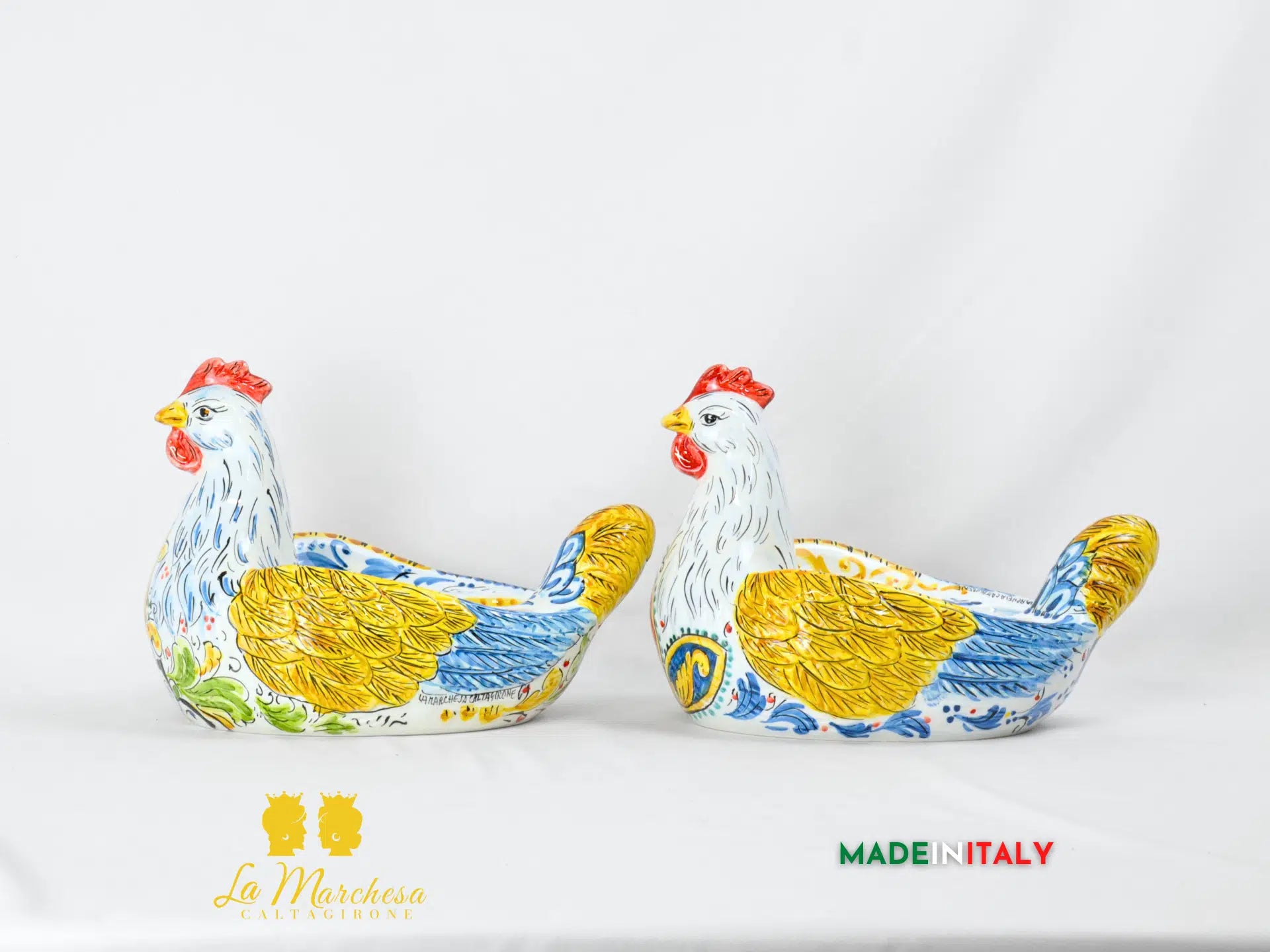 Gallina Porta Uova Decorata in Ceramica di Caltagirone - Vari Modelli