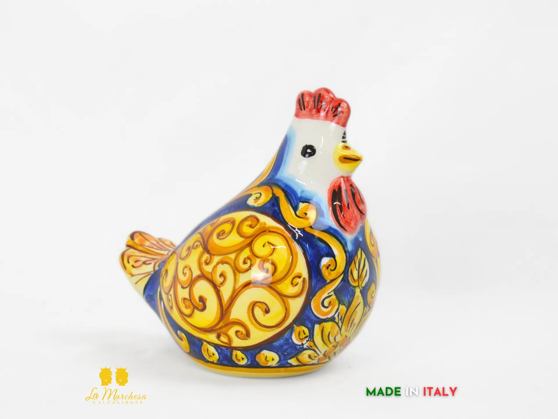 Gallina in Ceramica di Caltagirone decorata