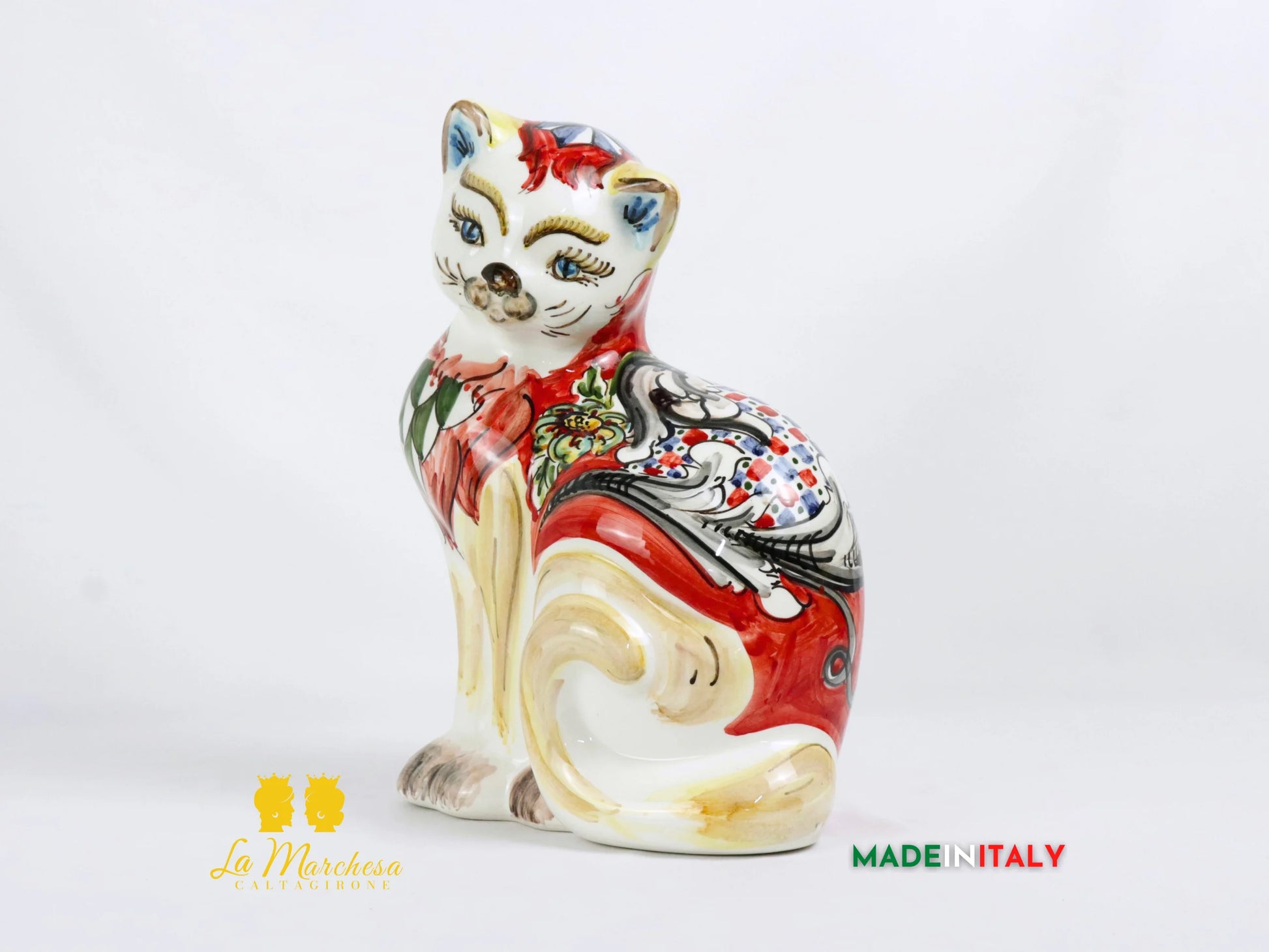 Gatto Seduto in Ceramica di Caltagirone 32cm (4)