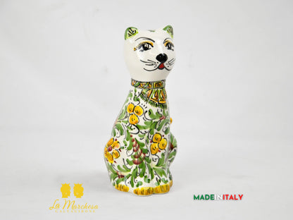 Gatto in Ceramica di Caltagirone Decorato a Mano cm20 - Vari Decori