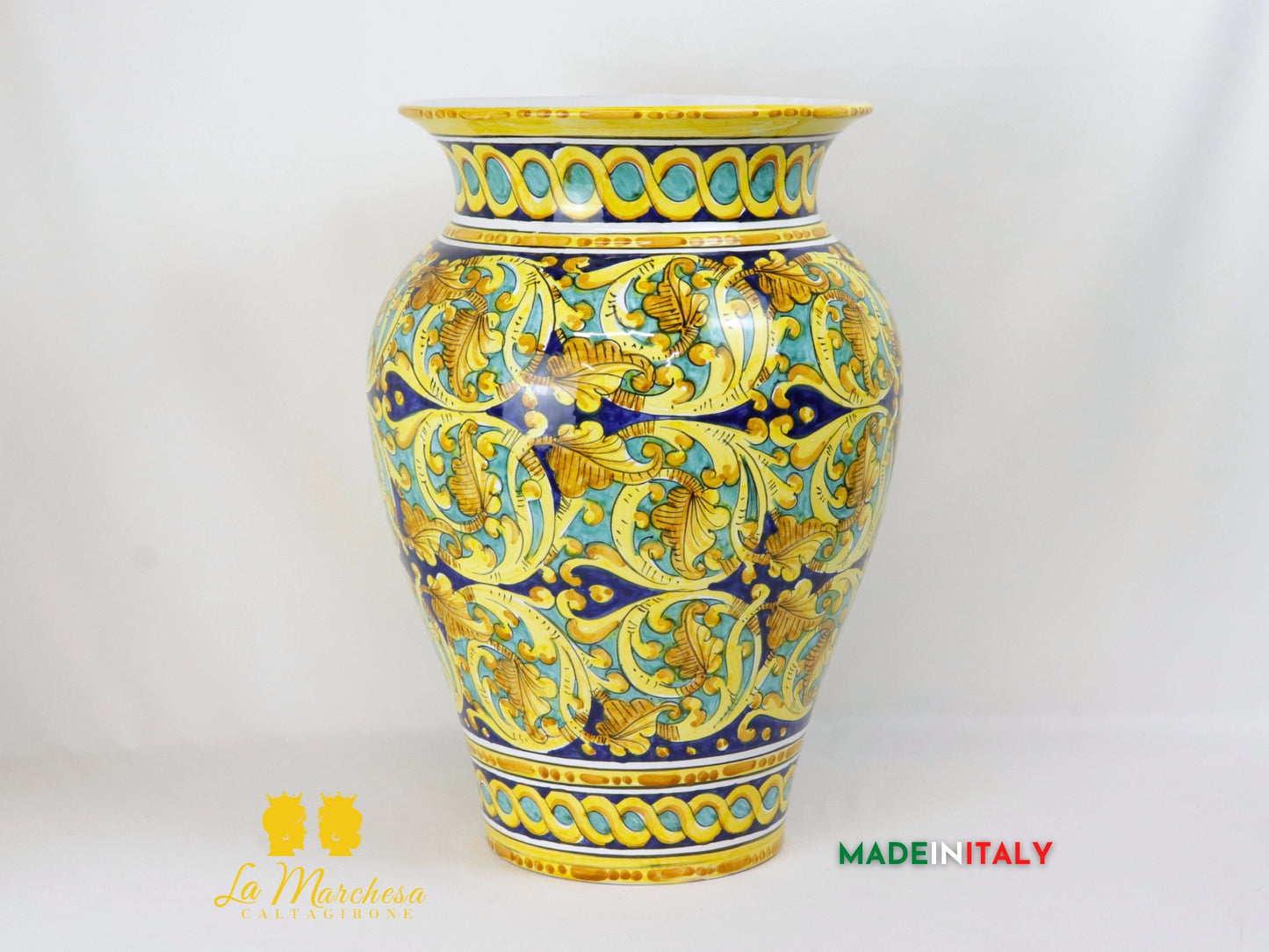 OUTLET - Giara Porta Ombrelli Decorata in Ceramica di Caltagirone 51cm