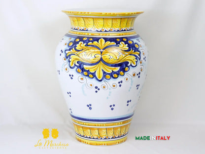 Giara Porta Ombrelli Ornato Blu in Ceramica di Caltagirone 51cm