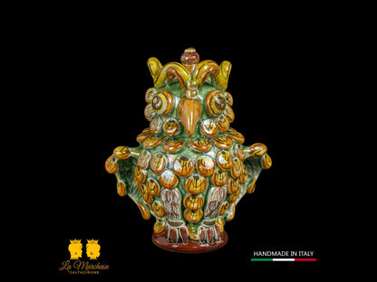 Civetta in ceramica di Caltagirone madreperla