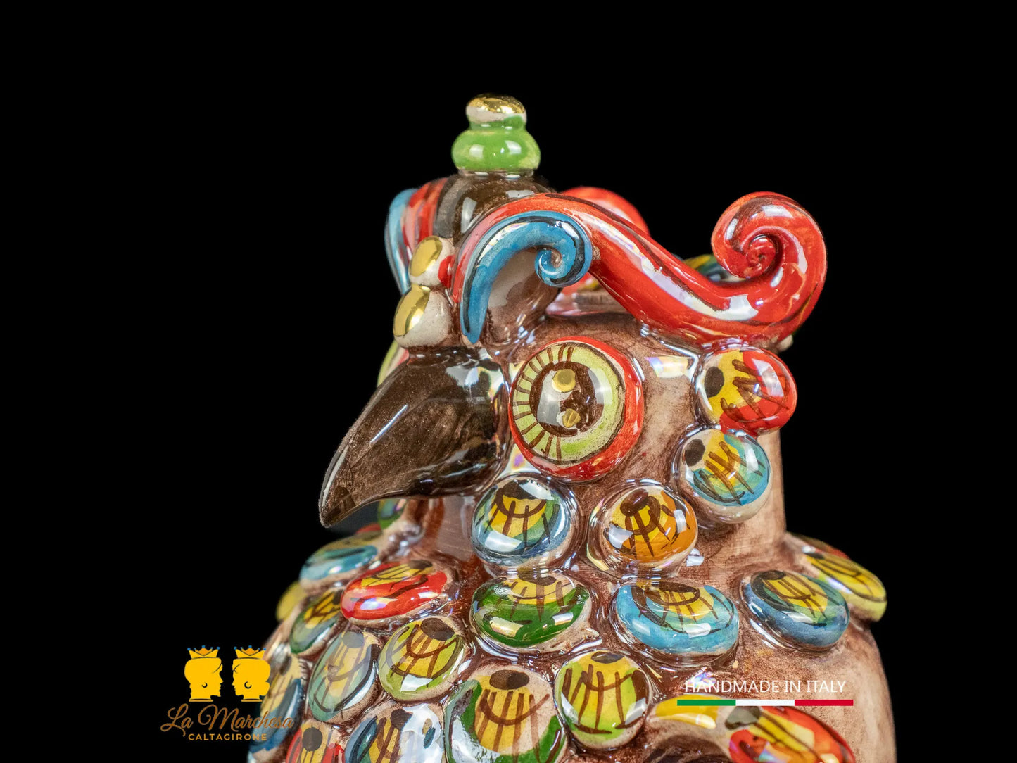 Gufo in ceramica di Caltagirone madreperla