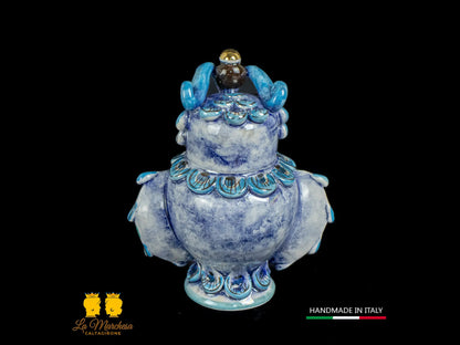 Civetta in ceramica di Caltagirone madreperla 17cm