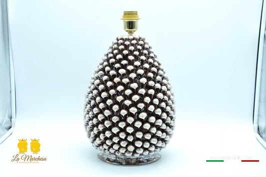 Lampada Pigna Artigianale Ceramica di Caltagirone Madreperla H35