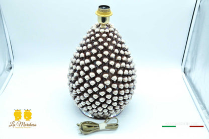 Lampada Pigna Artigianale Ceramica di Caltagirone Madreperla H35
