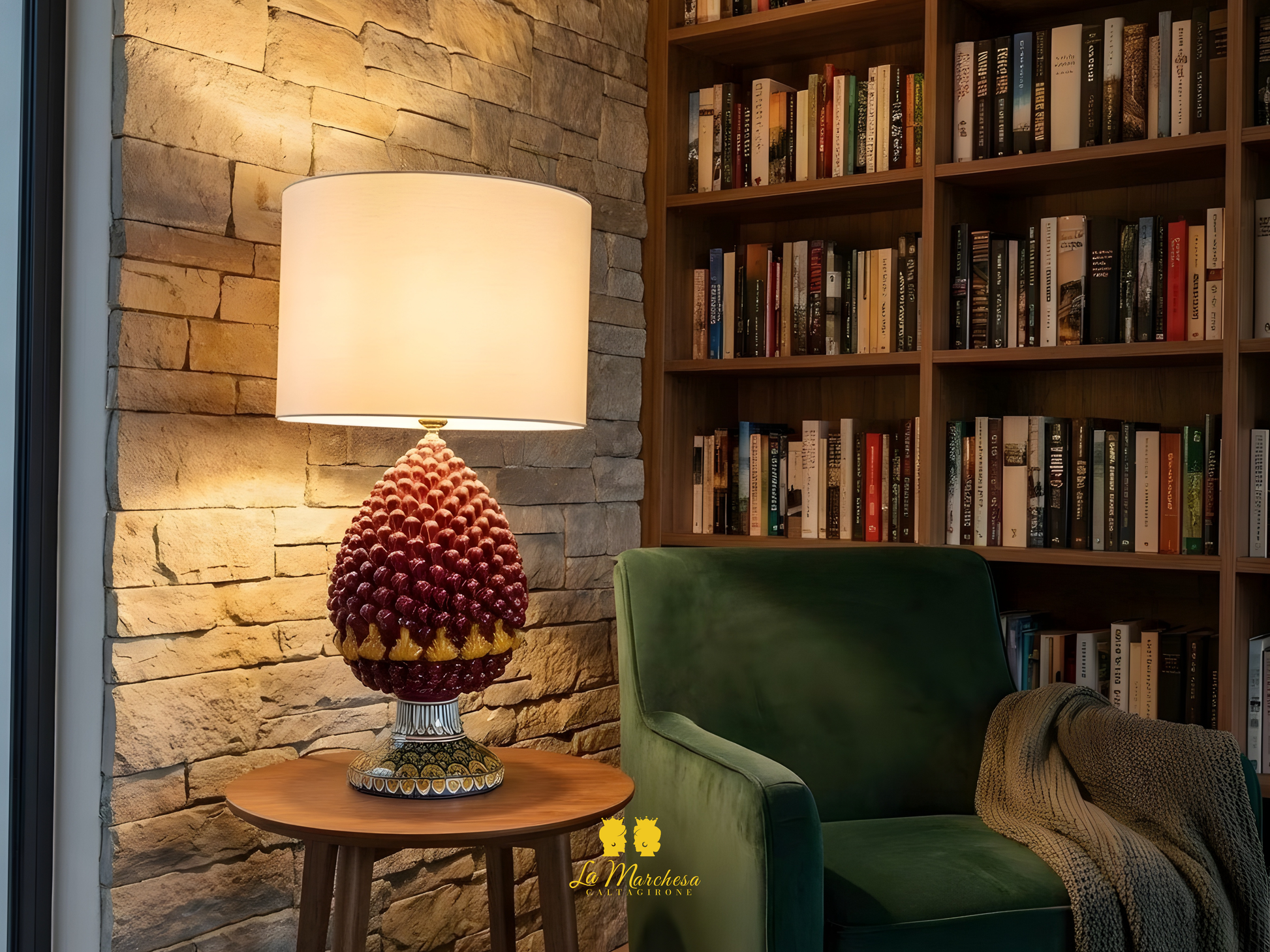 Lampada Pigna Lux in Ceramica di Caltagirone 48cm