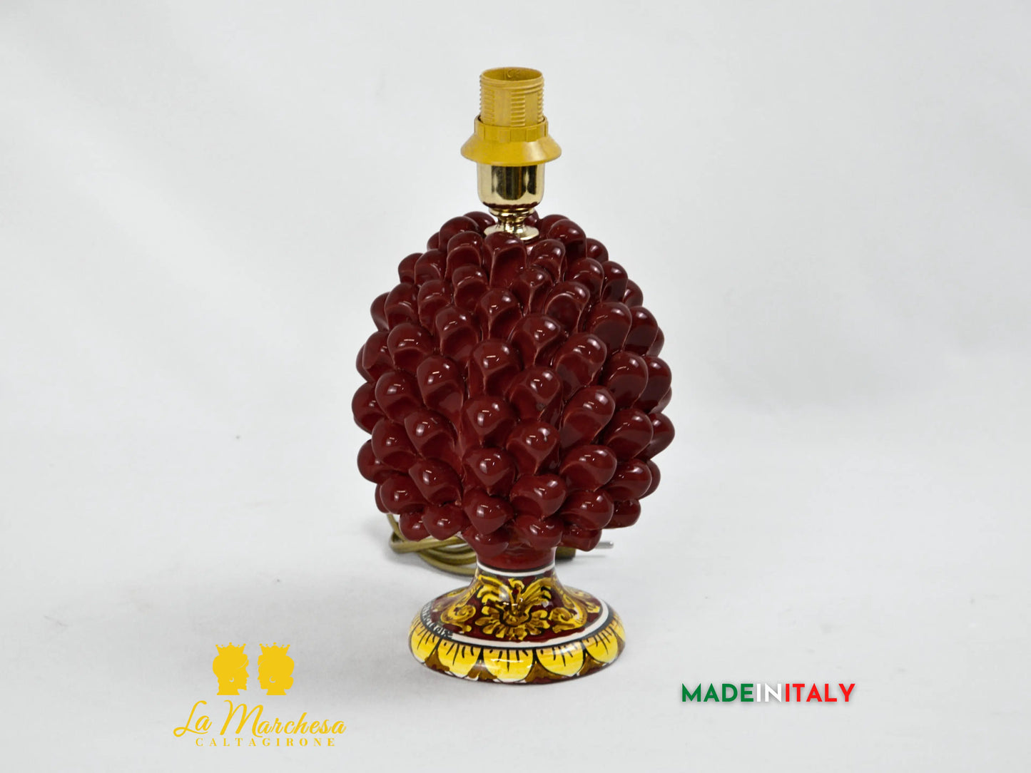 Lampada Pigna Siciliana Decorata in Ceramica di Caltagirone 20cm - Vari Colori