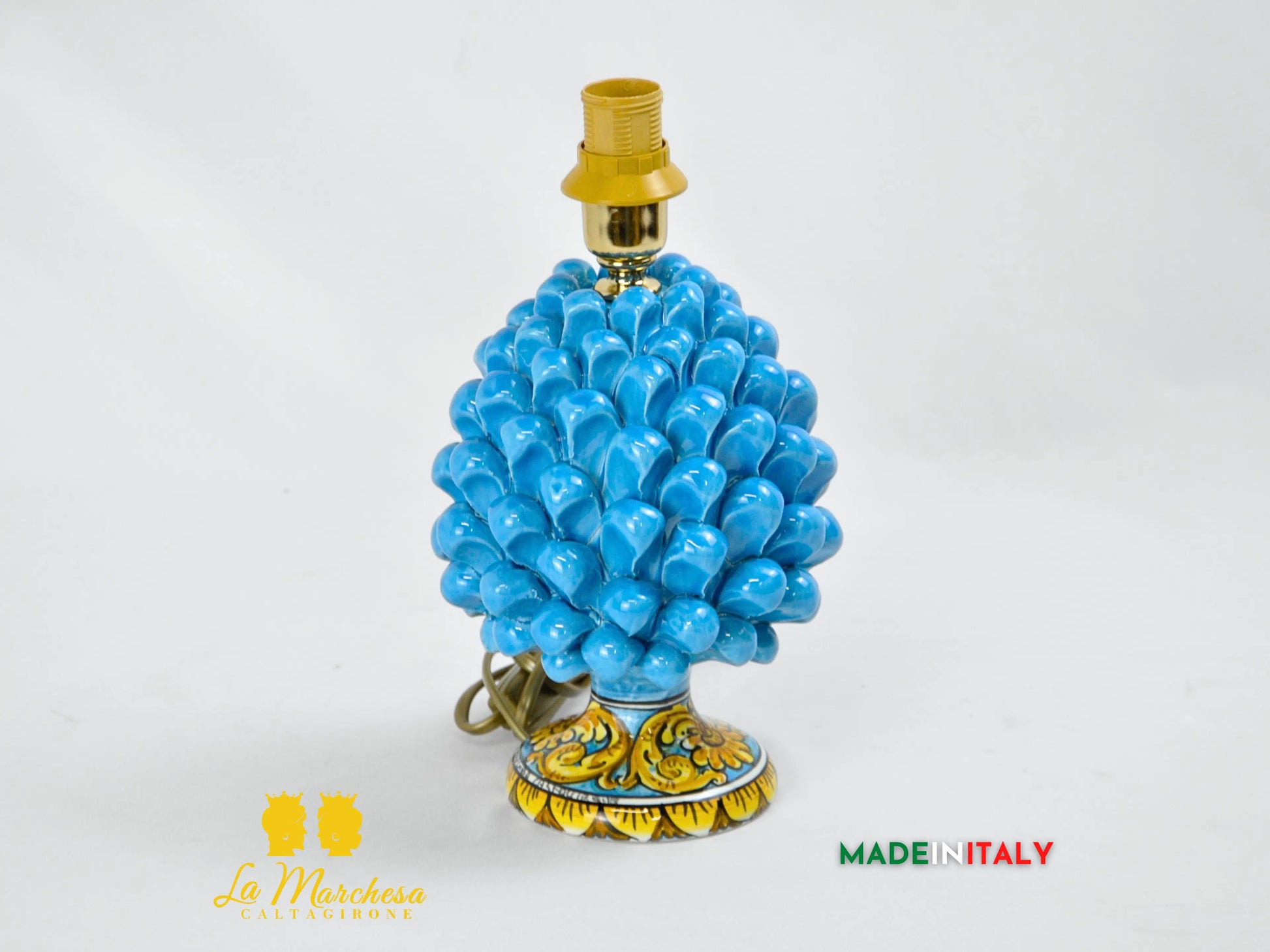 Lampada Pigna Siciliana Decorata in Ceramica di Caltagirone 20cm - Vari Colori