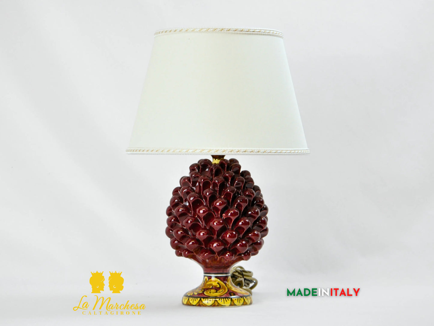 Lampada Pigna Siciliana Decorata in Ceramica di Caltagirone 20cm - Vari Colori