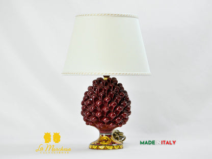 Lampada Pigna Siciliana Decorata in Ceramica di Caltagirone 20cm - Vari Colori