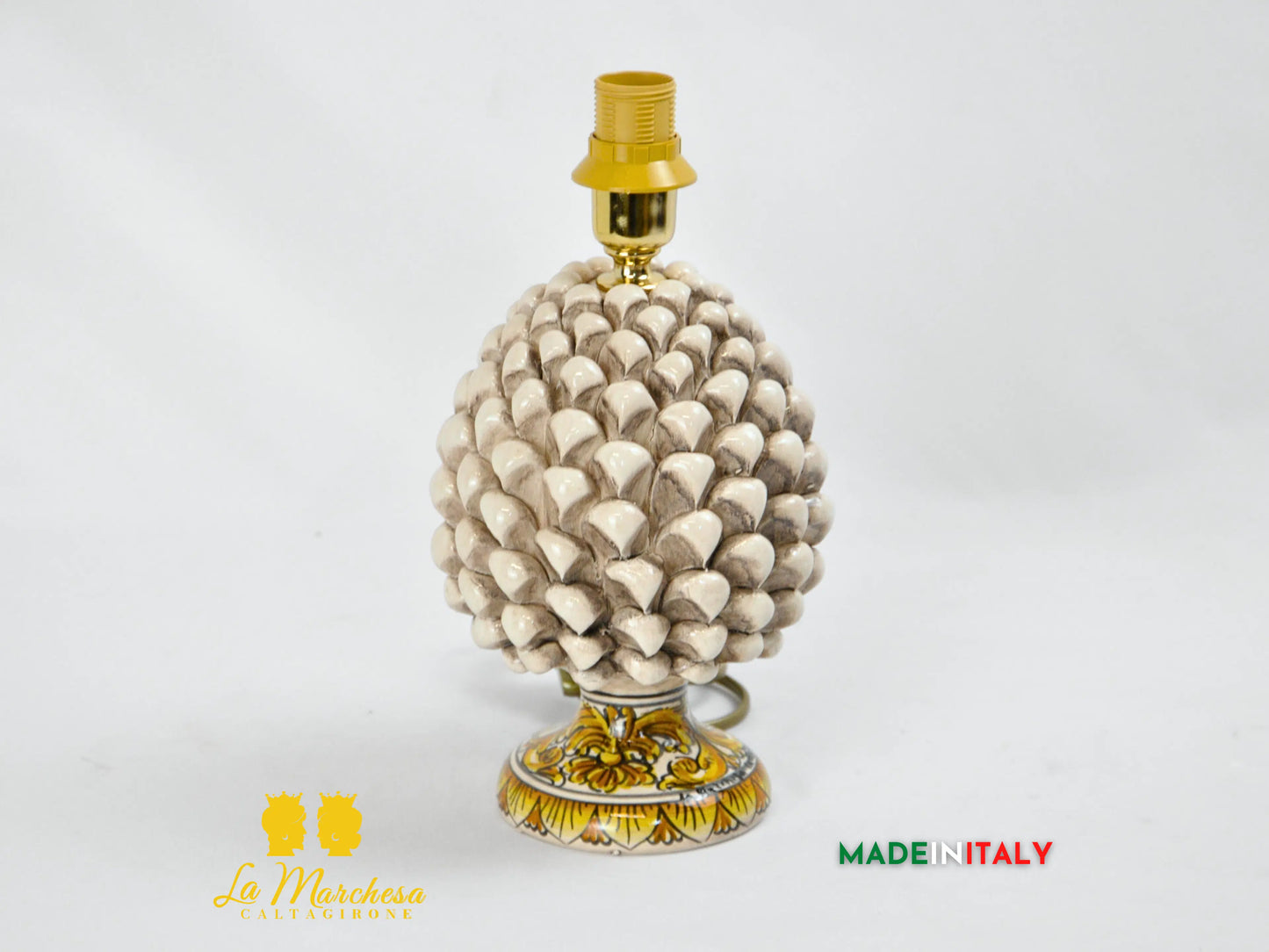 Lampada Pigna Siciliana Decorata in Ceramica di Caltagirone 20cm - Vari Colori