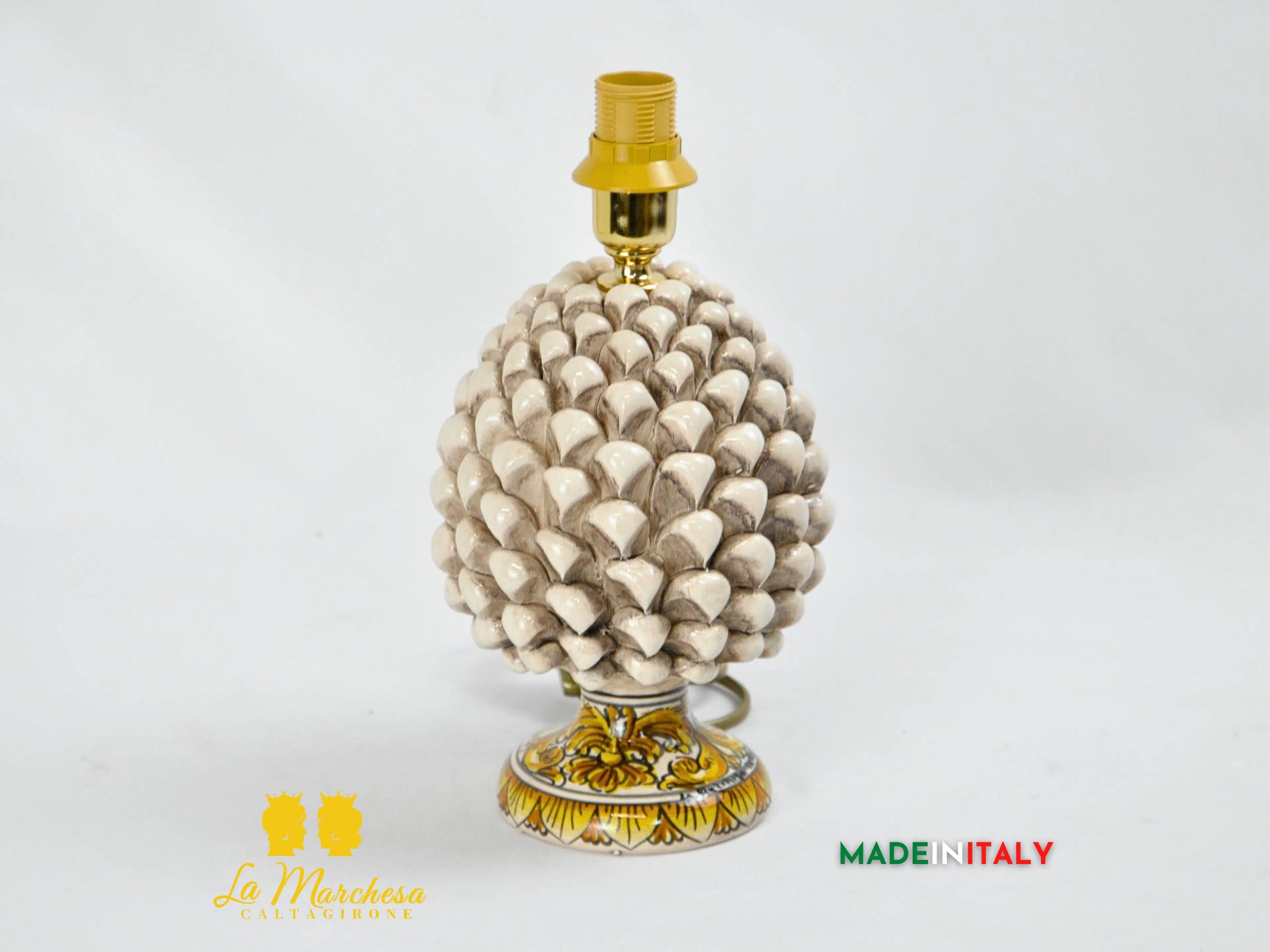 Lampada Pigna Siciliana Decorata in Ceramica di Caltagirone 20cm - Vari Colori