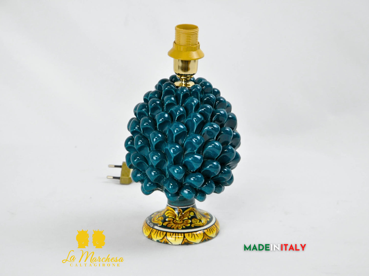 Lampada Pigna Siciliana Decorata in Ceramica di Caltagirone 20cm - Vari Colori