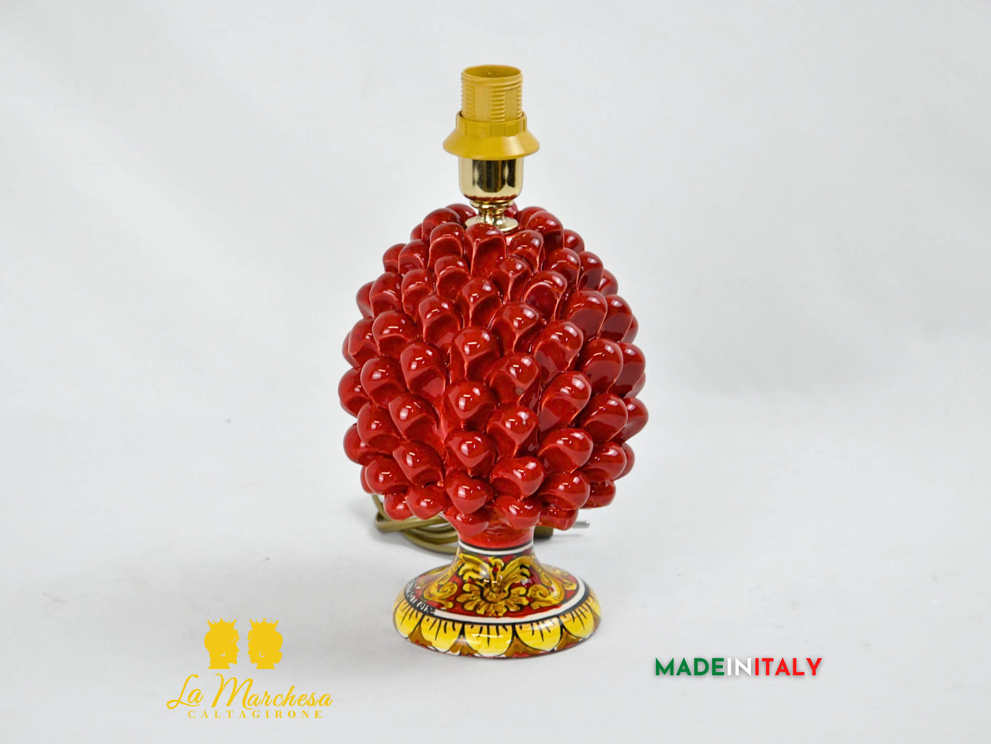 Lampada Pigna Siciliana Decorata in Ceramica di Caltagirone 20cm - Vari Colori