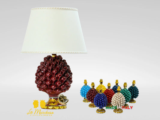Lampada Pigna Siciliana Decorata in Ceramica di Caltagirone 20cm - Vari Colori