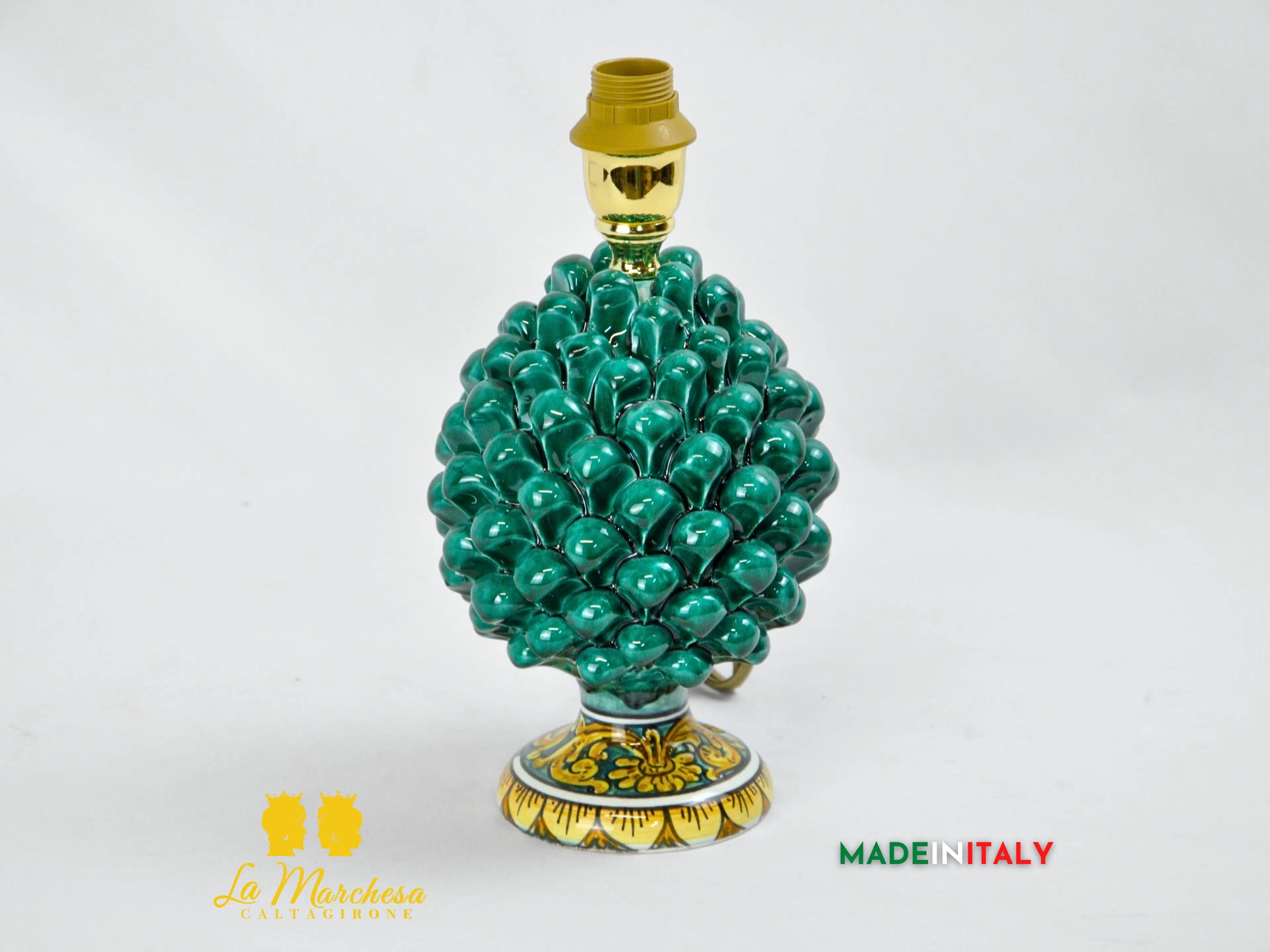 Lampada Pigna Siciliana Decorata in Ceramica di Caltagirone 20cm - Vari Colori