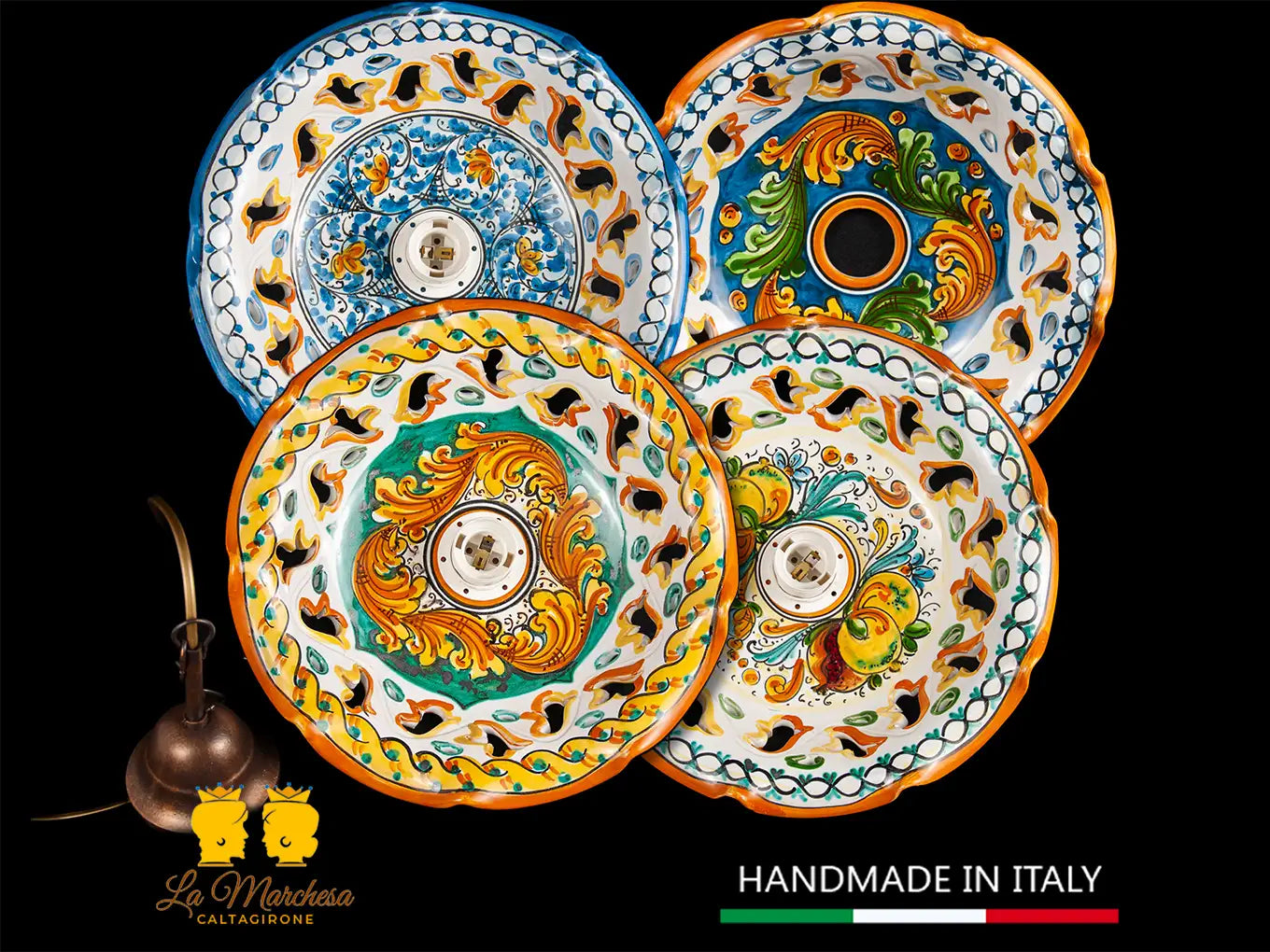 Lampadari in Ceramica di Caltagirone decorati intaglio - vari decori