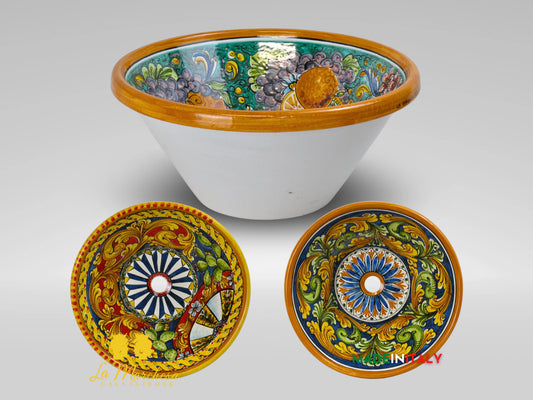 Lavello in Ceramica di Caltagirone decorato a mano per esterno/interno 45cm - Vari Decori
