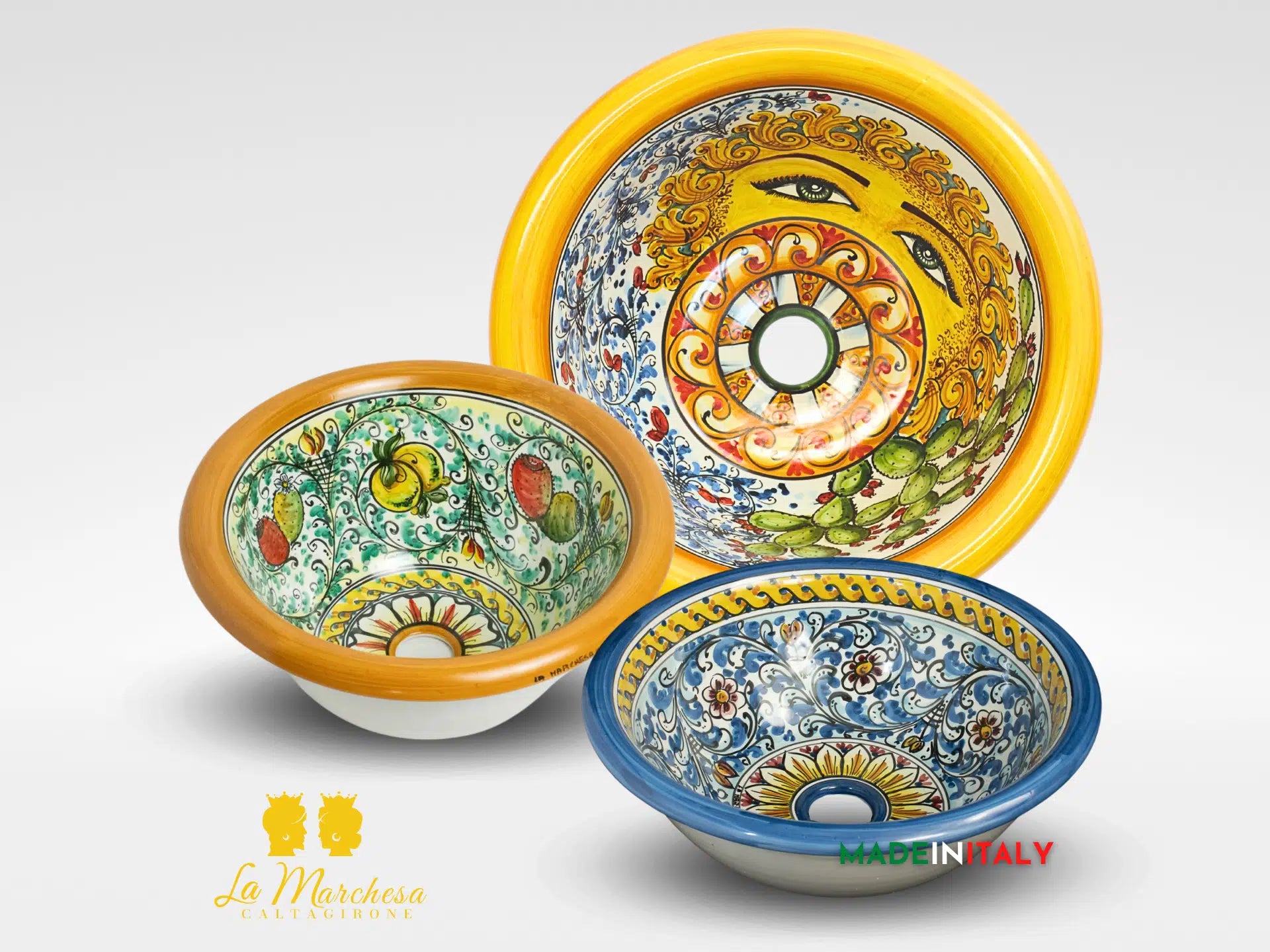 Lavandino in Ceramica di Caltagirone per esterno/interno - Vari Decori