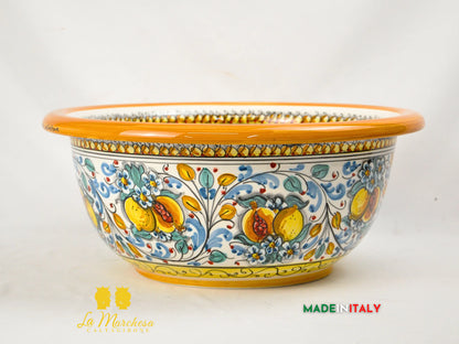Lavello da Appoggio Per Cucina o Bagno in Ceramica di Caltagirone ø40 cm