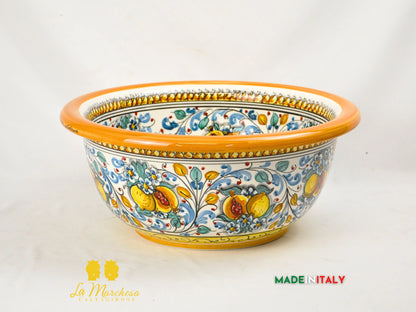 Lavello da Appoggio Per Cucina o Bagno in Ceramica di Caltagirone ø40 cm