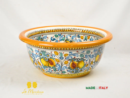 Lavello da Appoggio Per Cucina o Bagno in Ceramica di Caltagirone ø40 cm