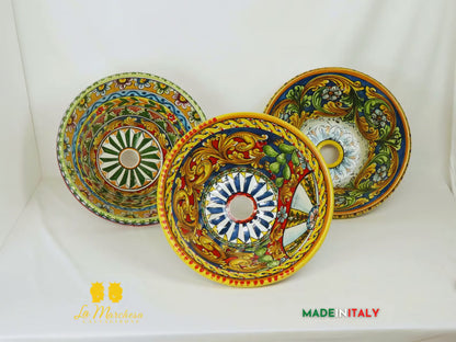 Lavello in Ceramica di Caltagirone per esterno o interno 37cm - Vari Decori