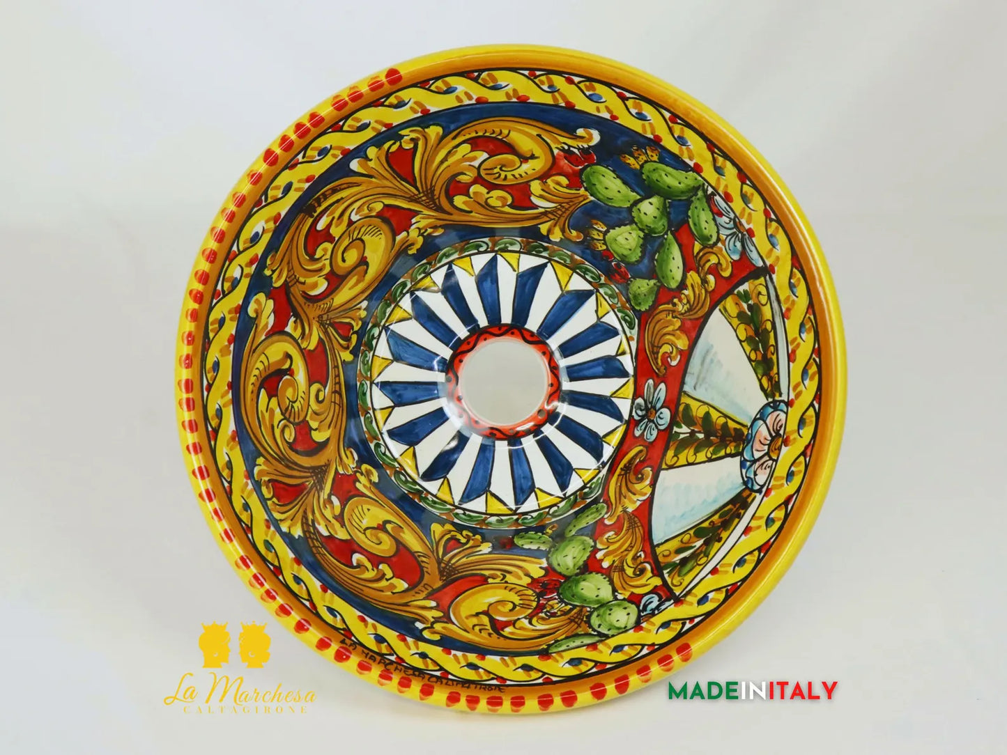 Lavello in Ceramica di Caltagirone per esterno o interno 37cm - Vari Decori