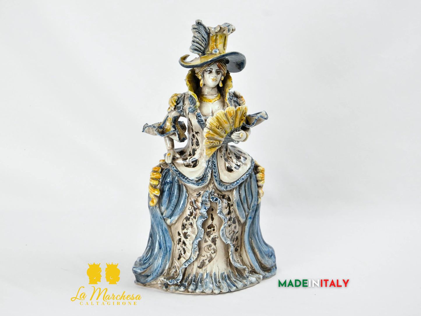 OUTLET - Lumiera Porta Candela in Ceramica di Caltagirone Dama 34cm