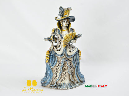 OUTLET - Lumiera Porta Candela in Ceramica di Caltagirone Dama 34cm