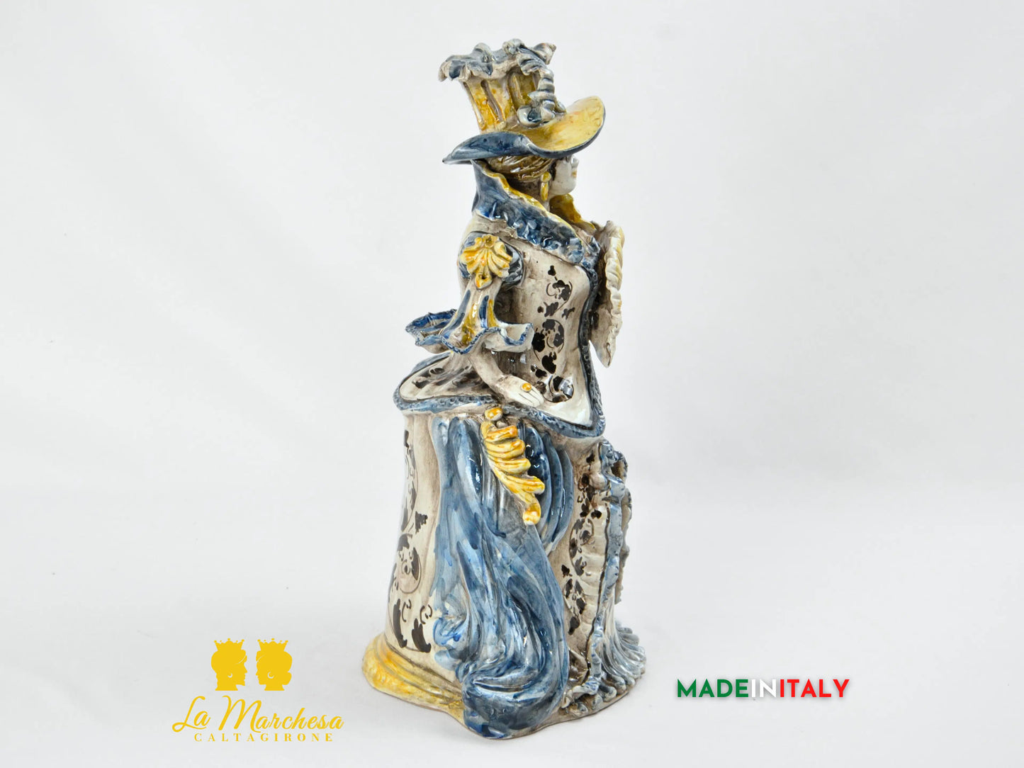 OUTLET - Lumiera Porta Candela in Ceramica di Caltagirone Dama 34cm