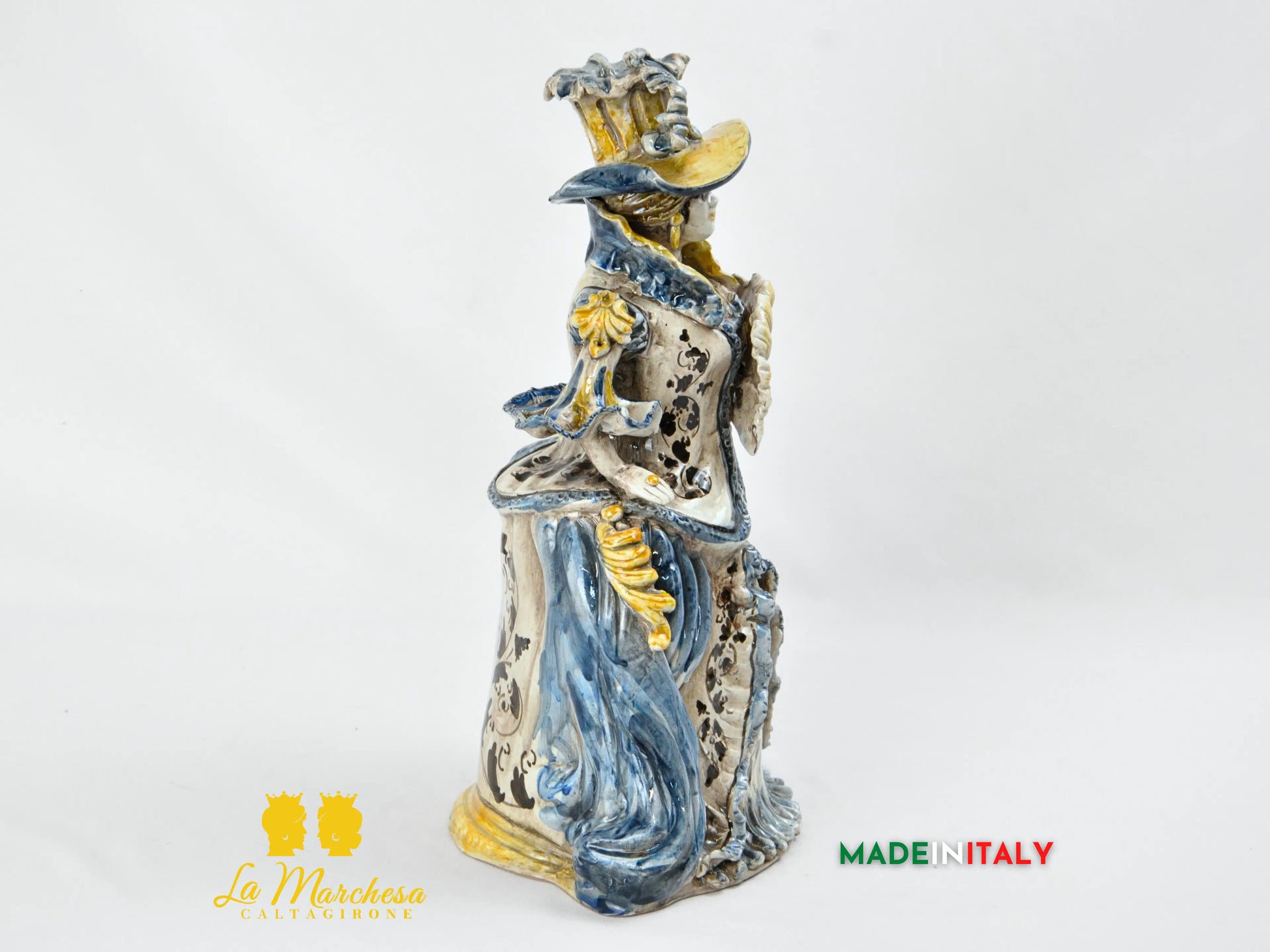 OUTLET - Lumiera Porta Candela in Ceramica di Caltagirone Dama 34cm