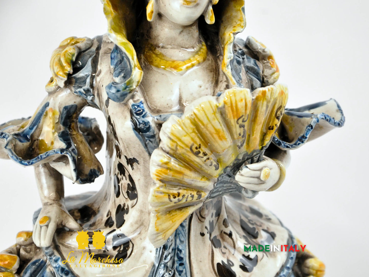 OUTLET - Lumiera Porta Candela in Ceramica di Caltagirone Dama 34cm