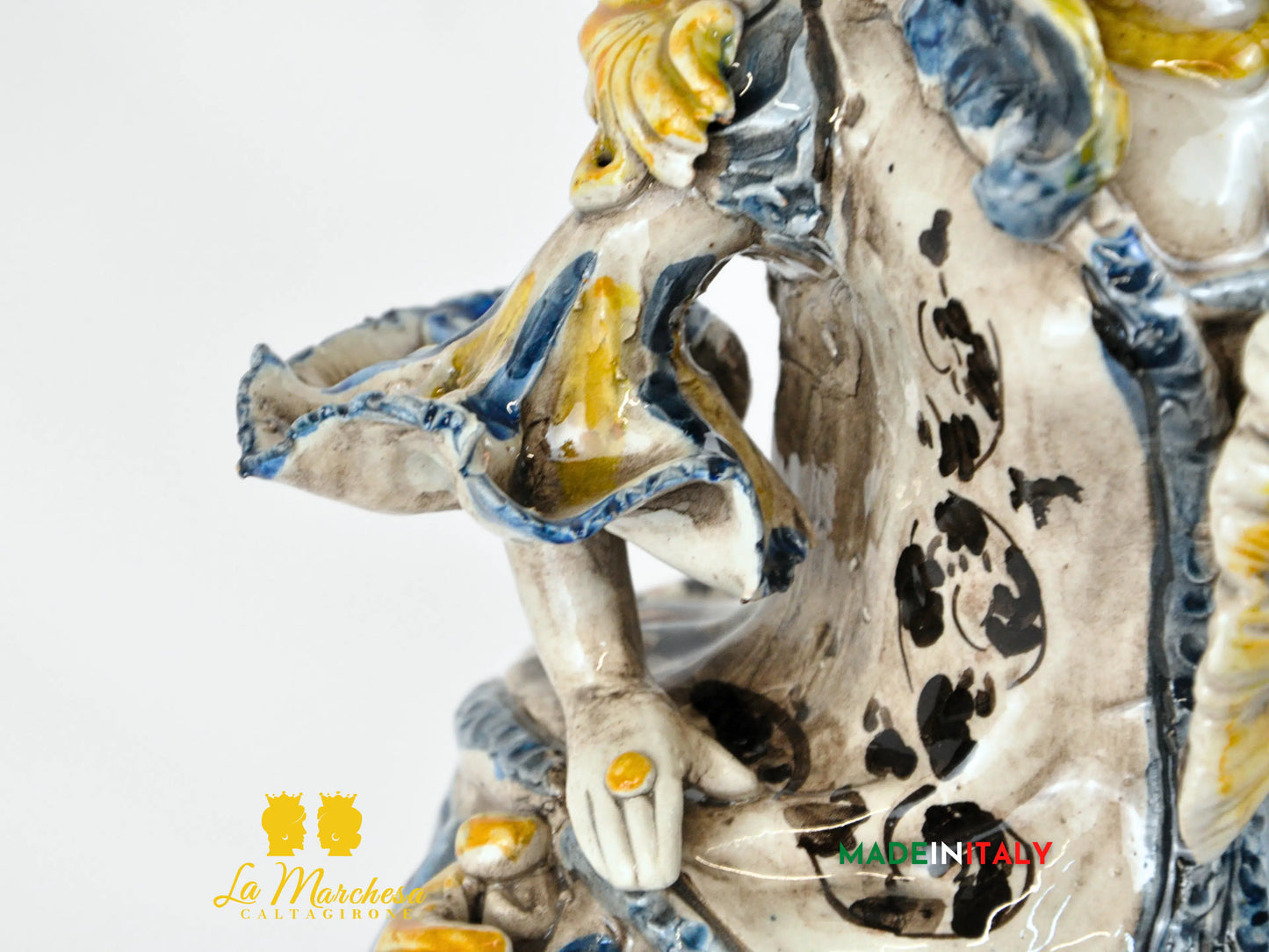 OUTLET - Lumiera Porta Candela in Ceramica di Caltagirone Dama 34cm