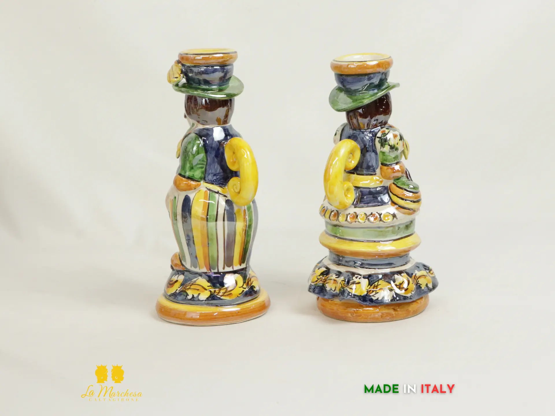 Lumiere Portacandele in Ceramica di Caltagirone decorate a mano Madreperla - Varie