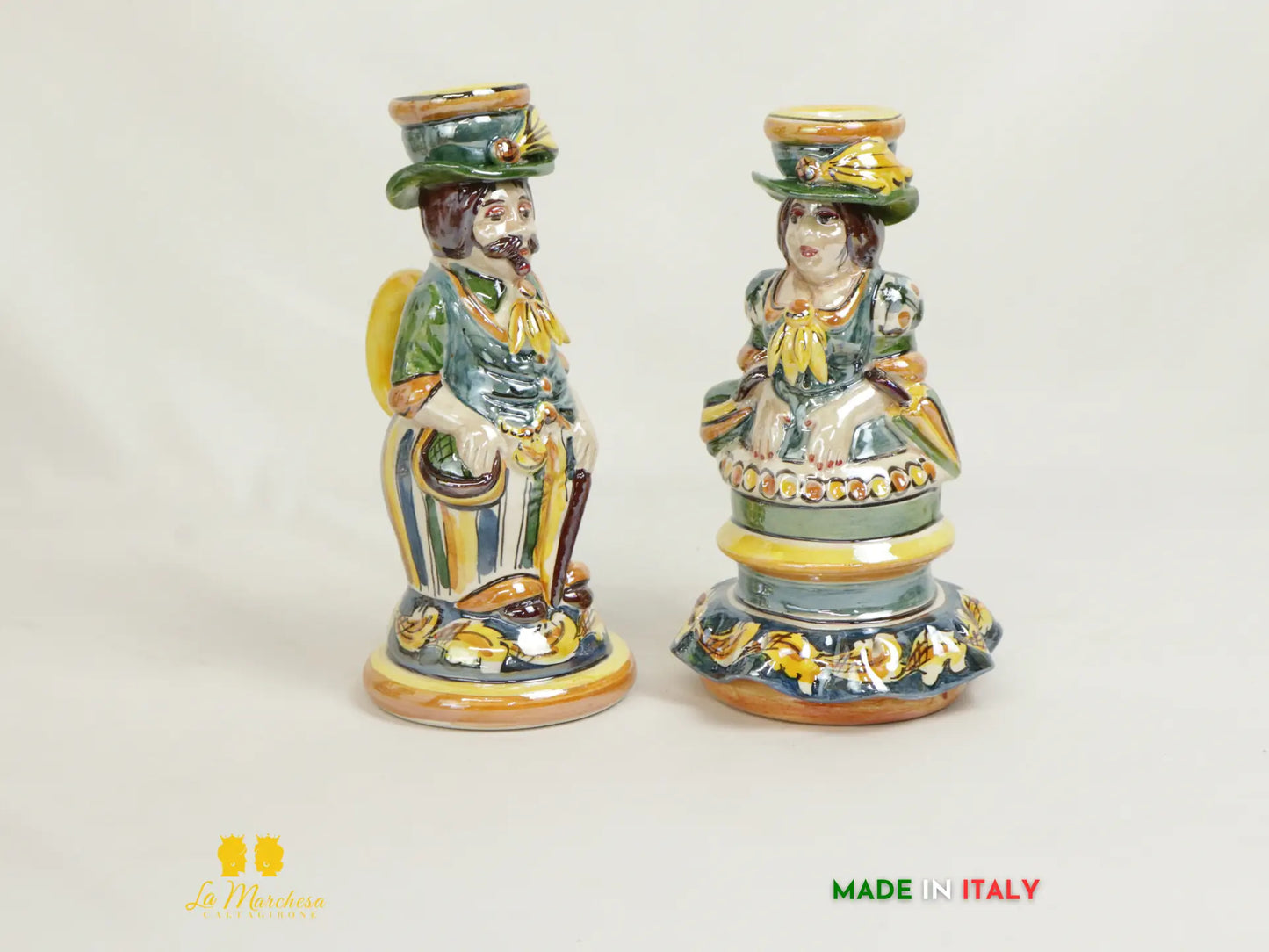 Lumiere Portacandele in Ceramica di Caltagirone decorate a mano Madreperla - Varie