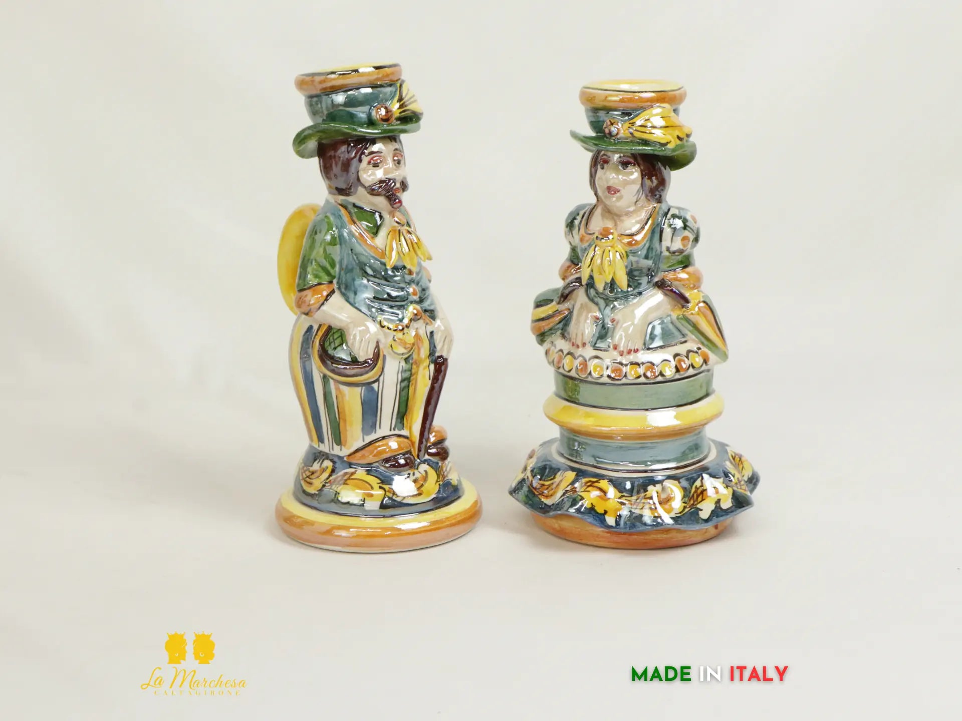 Lumiere Portacandele in Ceramica di Caltagirone decorate a mano Madreperla - Varie
