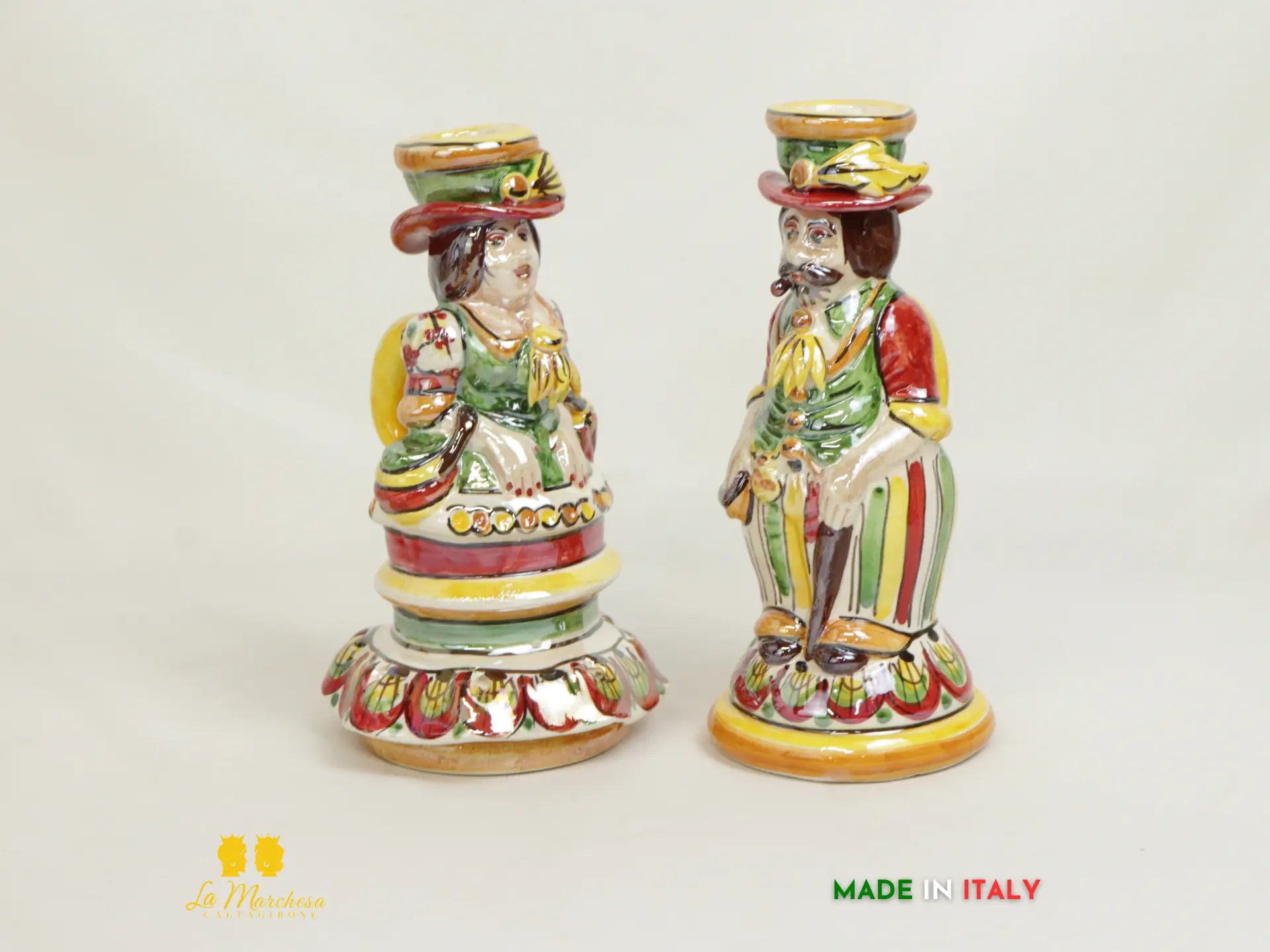 Lumiere Portacandele in Ceramica di Caltagirone decorate a mano Madreperla - Varie
