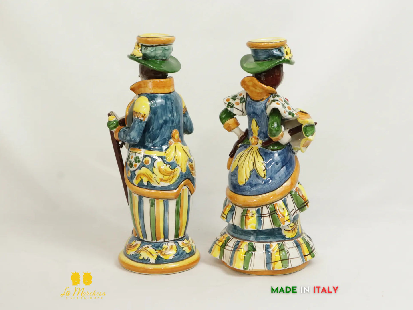 Lumiere Portacandele in Ceramica di Caltagirone decorate a mano Madreperla - Varie