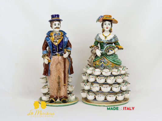 Lumiere in Ceramica di Caltagirone Statuette Decorate 31cm