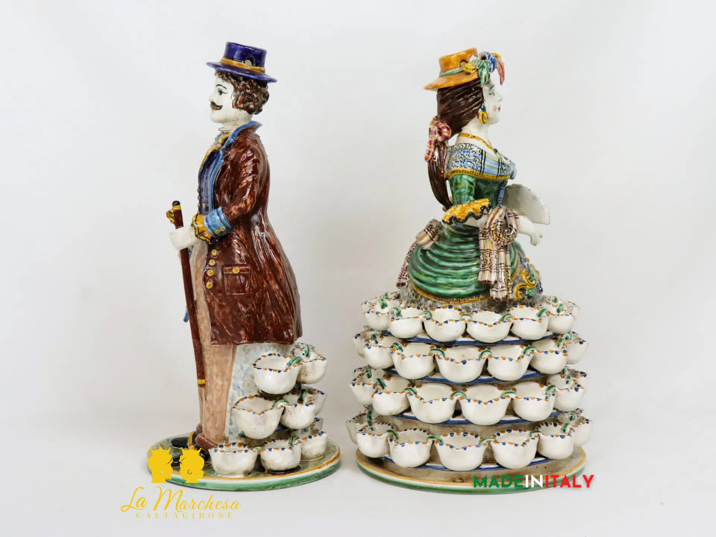 Lumiere in Ceramica di Caltagirone Statuette Decorate 31cm