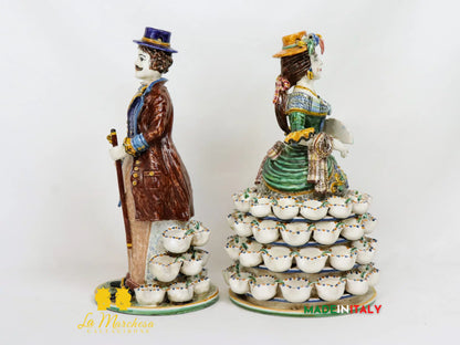 Lumiere in Ceramica di Caltagirone Statuette Decorate 31cm