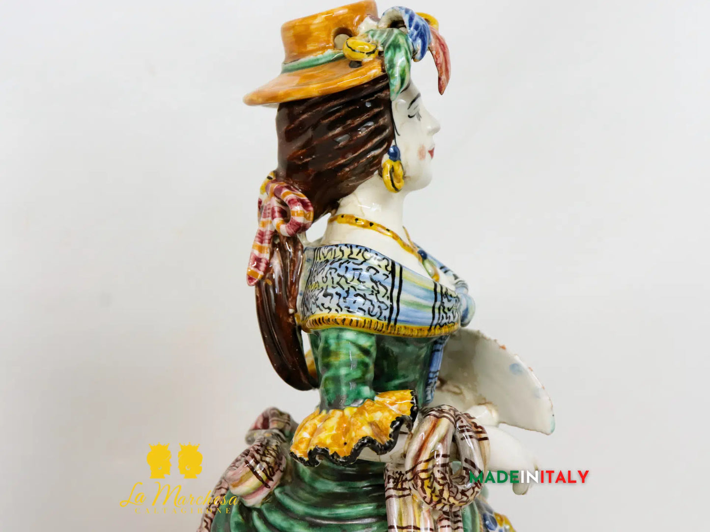 Lumiere in Ceramica di Caltagirone Statuette Decorate 31cm
