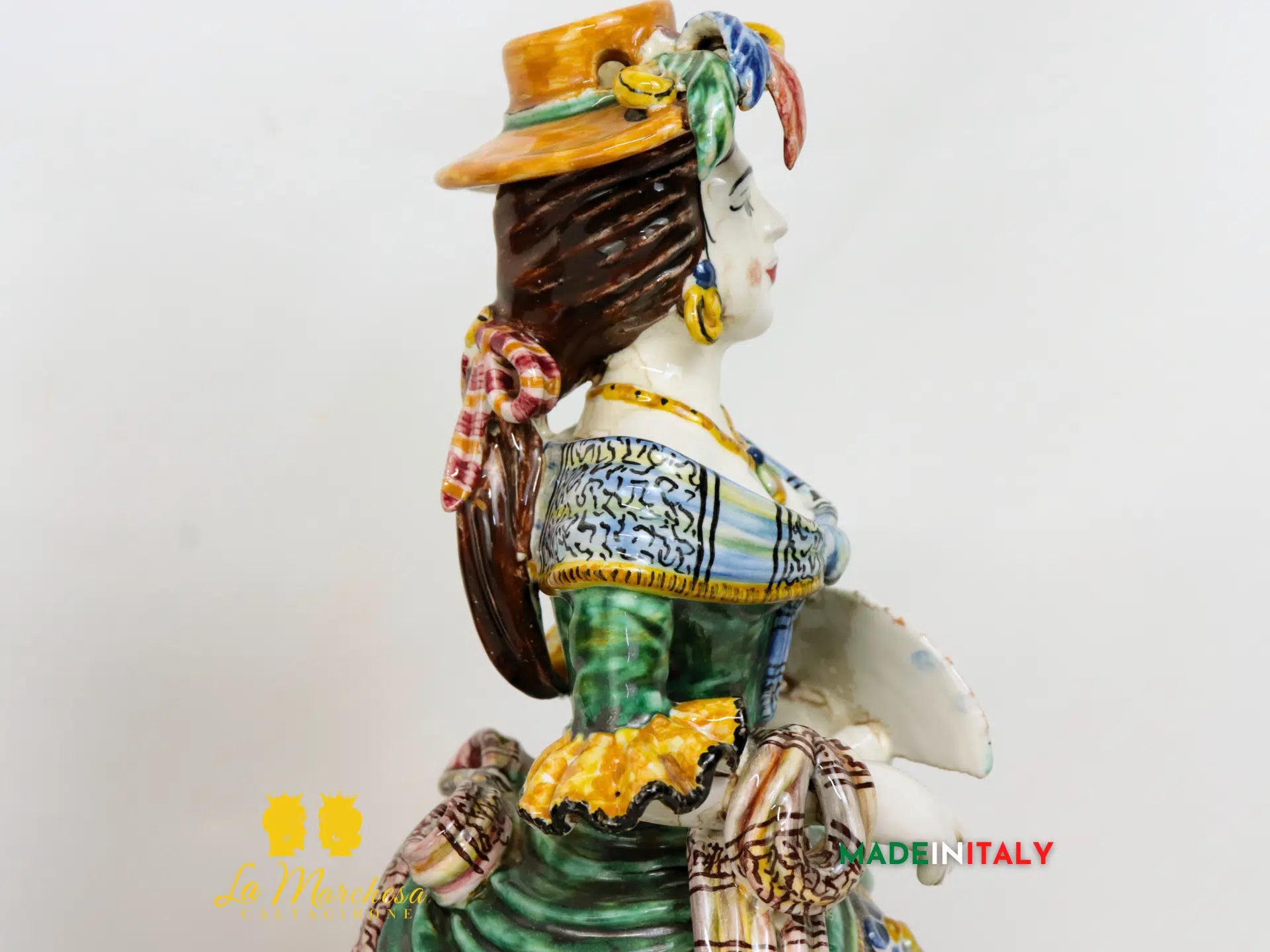 Lumiere in Ceramica di Caltagirone Statuette Decorate 31cm