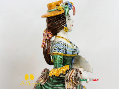 Lumiere in Ceramica di Caltagirone Statuette Decorate 31cm